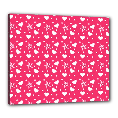 Hearts And Star Dot Pink Canvas 24  X 20 