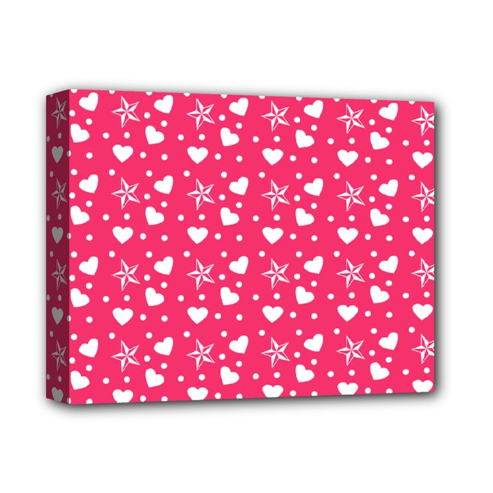 Hearts And Star Dot Pink Deluxe Canvas 14  x 11 