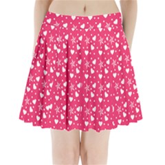 Hearts And Star Dot Pink Pleated Mini Skirt