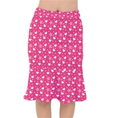 Hearts And Star Dot Pink Mermaid Skirt