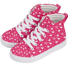 Hearts And Star Dot Pink Kid s Hi-top Skate Sneakers by snowwhitegirl