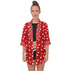 Hearts And Star Dot Red Open Front Chiffon Kimono by snowwhitegirl