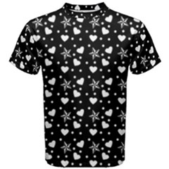 Hearts And Star Dot Black Men s Cotton Tee by snowwhitegirl