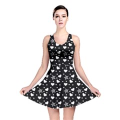 Hearts And Star Dot Black Reversible Skater Dress