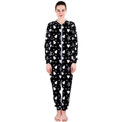 Hearts And Star Dot Black Onepiece Jumpsuit (ladies) 