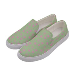 Hearts And Star Dot Green Women s Canvas Slip Ons by snowwhitegirl