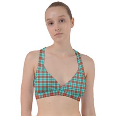 Aqua Orange Plaid Sweetheart Sports Bra by snowwhitegirl