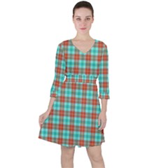 Aqua Orange Plaid Ruffle Dress by snowwhitegirl