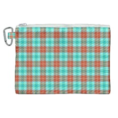 Aqua Orange Plaid Canvas Cosmetic Bag (xl) by snowwhitegirl