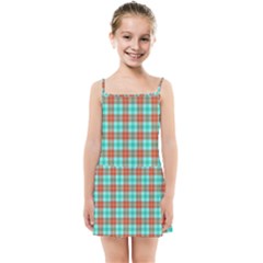 Aqua Orange Plaid Kids Summer Sun Dress by snowwhitegirl