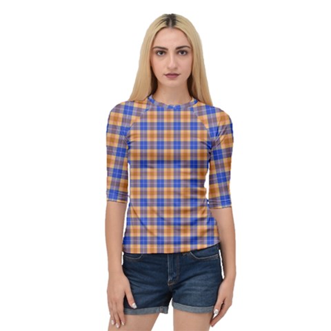 Orange Blue Plaid Quarter Sleeve Raglan Tee by snowwhitegirl