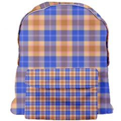 Orange Blue Plaid Giant Full Print Backpack by snowwhitegirl