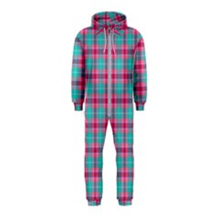 Blue Pink Plaid Hooded Jumpsuit (kids) by snowwhitegirl