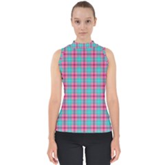 Blue Pink Plaid Shell Top