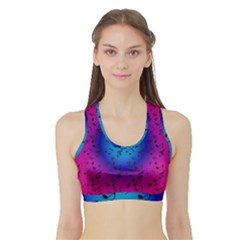 Pink Music Blue  Moon Sports Bra With Border by snowwhitegirl