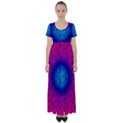 Pink Music Blue  Moon High Waist Short Sleeve Maxi Dress