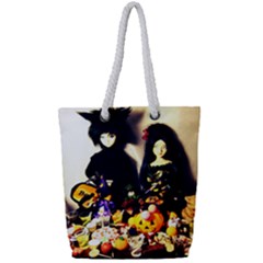 Old Halloween Photo Full Print Rope Handle Tote (small)