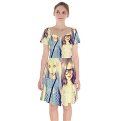  Short Sleeve Bardot Dress