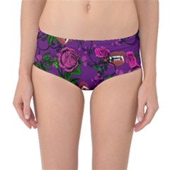 Purple  Rose Vampire Mid-waist Bikini Bottoms by snowwhitegirl