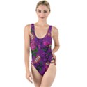 Purple  Rose Vampire High Leg Strappy Swimsuit View1