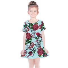 Light Blue Rose Vampire Kids  Simple Cotton Dress by snowwhitegirl