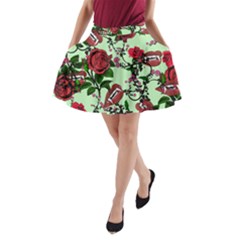 Green Rose Vampire A-line Pocket Skirt by snowwhitegirl