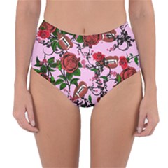 Pink Rose Vampire Reversible High-waist Bikini Bottoms