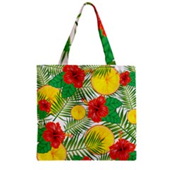 Orange Tropics Zipper Grocery Tote Bag
