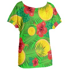 Orange Tropics Green Women s Oversized Tee