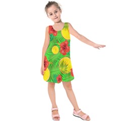 Orange Tropics Green Kids  Sleeveless Dress