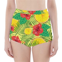 Orange Tropics Yellow High-waisted Bikini Bottoms