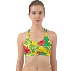 Orange Tropics Yellow Back Web Sports Bra by snowwhitegirl