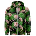 Flamingo Floral Black Men s Zipper Hoodie View1