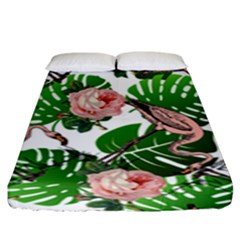 Flamingo Floral White Fitted Sheet (king Size) by snowwhitegirl