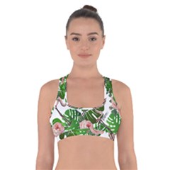 Flamingo Floral White Cross Back Sports Bra by snowwhitegirl