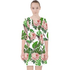 Flamingo Floral White Pocket Dress