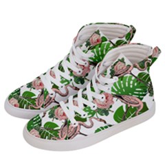 Flamingo Floral White Men s Hi-Top Skate Sneakers