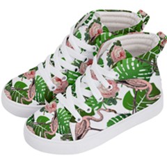 Flamingo Floral White Kid s Hi-Top Skate Sneakers