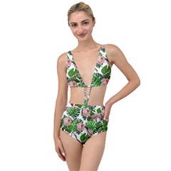 Flamingo Floral White Tied Up Two Piece Swimsuit