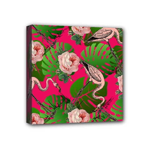 Flamingo Floral Pink Mini Canvas 4  X 4 