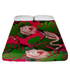 Flamingo Floral Pink Fitted Sheet (king Size) by snowwhitegirl