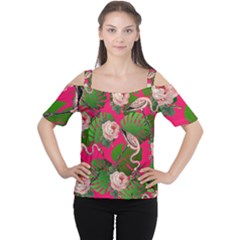 Flamingo Floral Pink Cutout Shoulder Tee