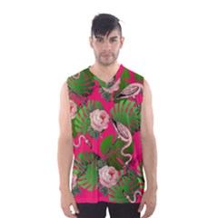 Flamingo Floral Pink Men s Basketball Tank Top by snowwhitegirl