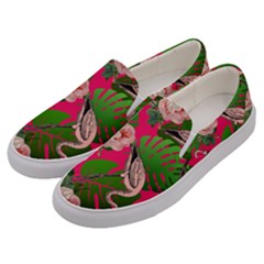 Flamingo Floral Pink Men s Canvas Slip Ons by snowwhitegirl