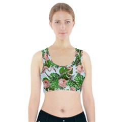 Flamingo Floral Blue Sports Bra With Pocket by snowwhitegirl