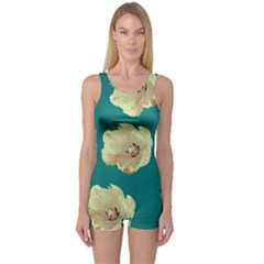 Teal Tulips One Piece Boyleg Swimsuit by snowwhitegirl