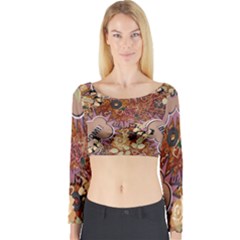 Pinup Floral Long Sleeve Crop Top