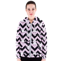 Pink Teapot Chevron Women s Zipper Hoodie