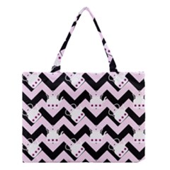 Pink Teapot Chevron Medium Tote Bag