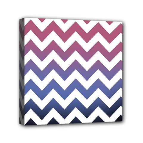 Pink Blue Black Ombre Chevron Mini Canvas 6  X 6  by snowwhitegirl